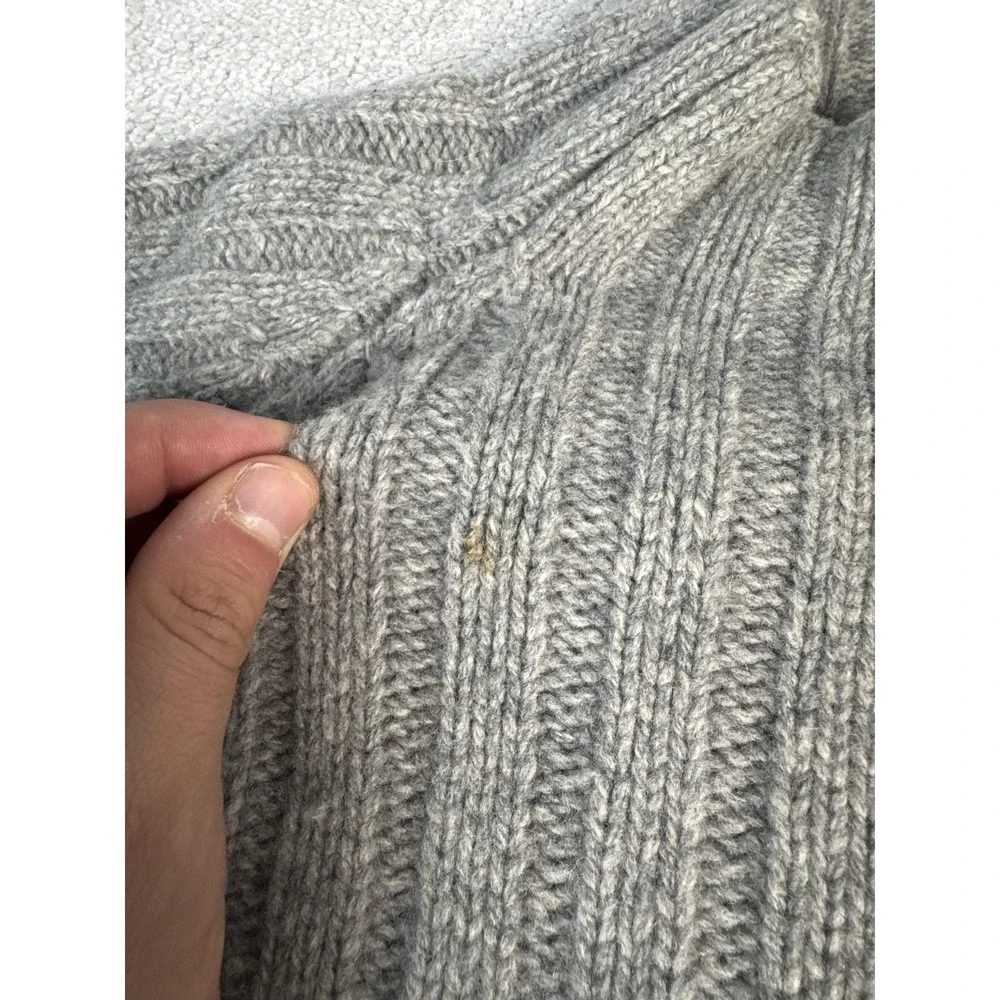 J.Crew Sweater‎ Mens XL Gray 100% Wool Mock Neck Chunky Rib Knit Pullover Warm